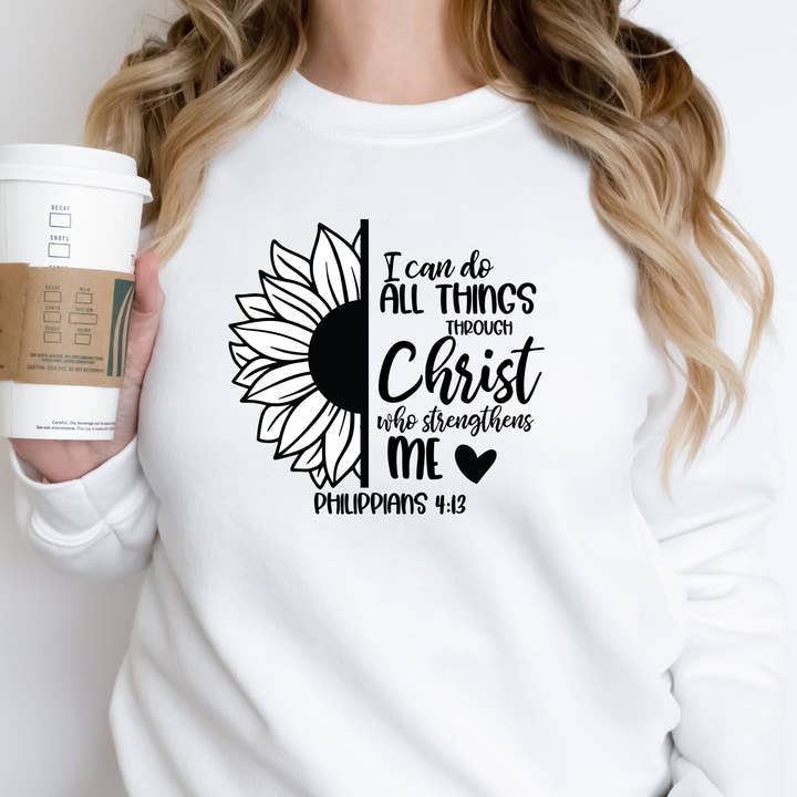 Sudadera con texto en forma de «I Can Do All Through Christ» para venta al por mayor de Lucky Avocado