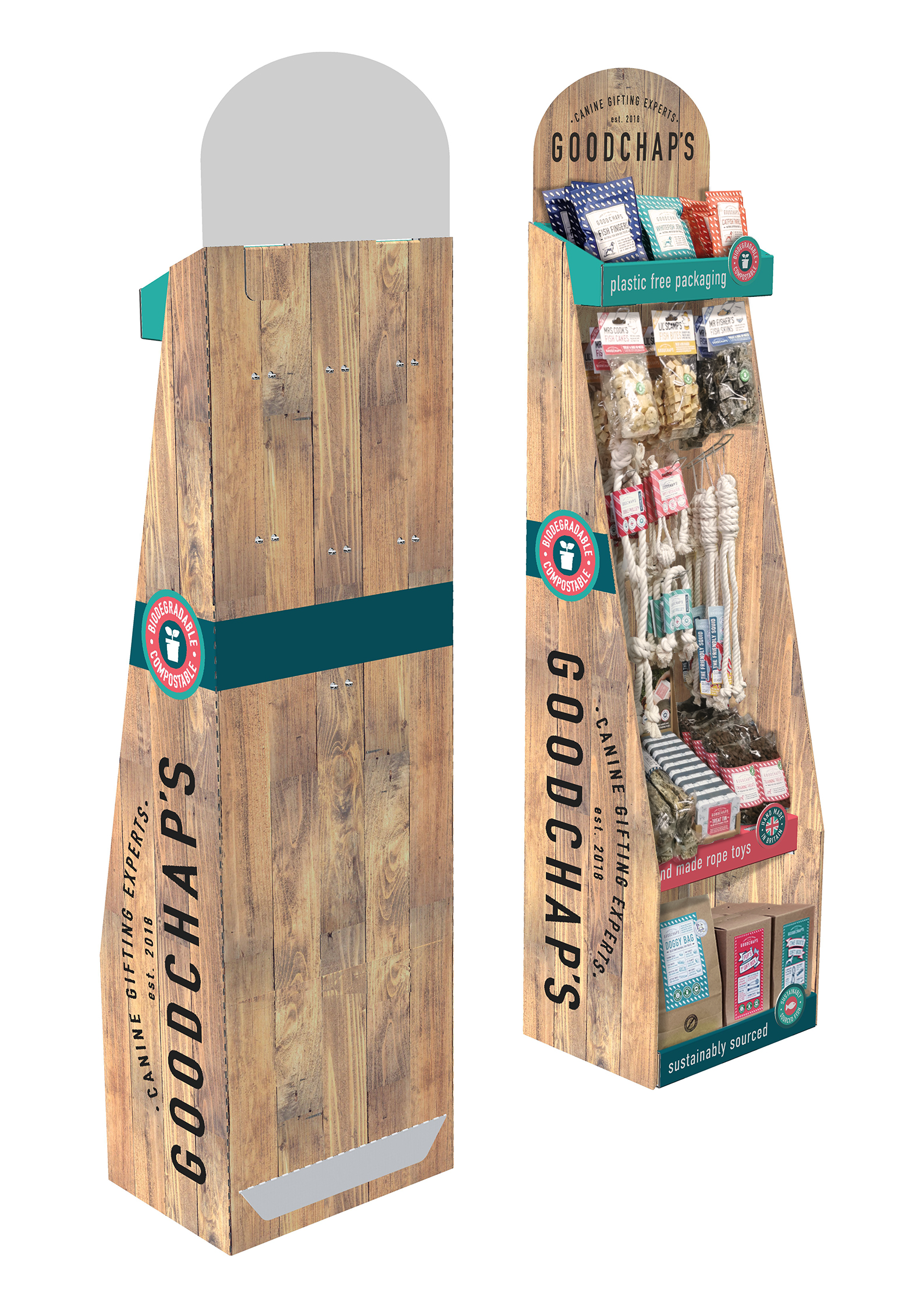 Goodchap's – wholesale Retailer display – Pets – Floor Standing Display Unit (Unfilled) | Goodchap's Dog FSDU5