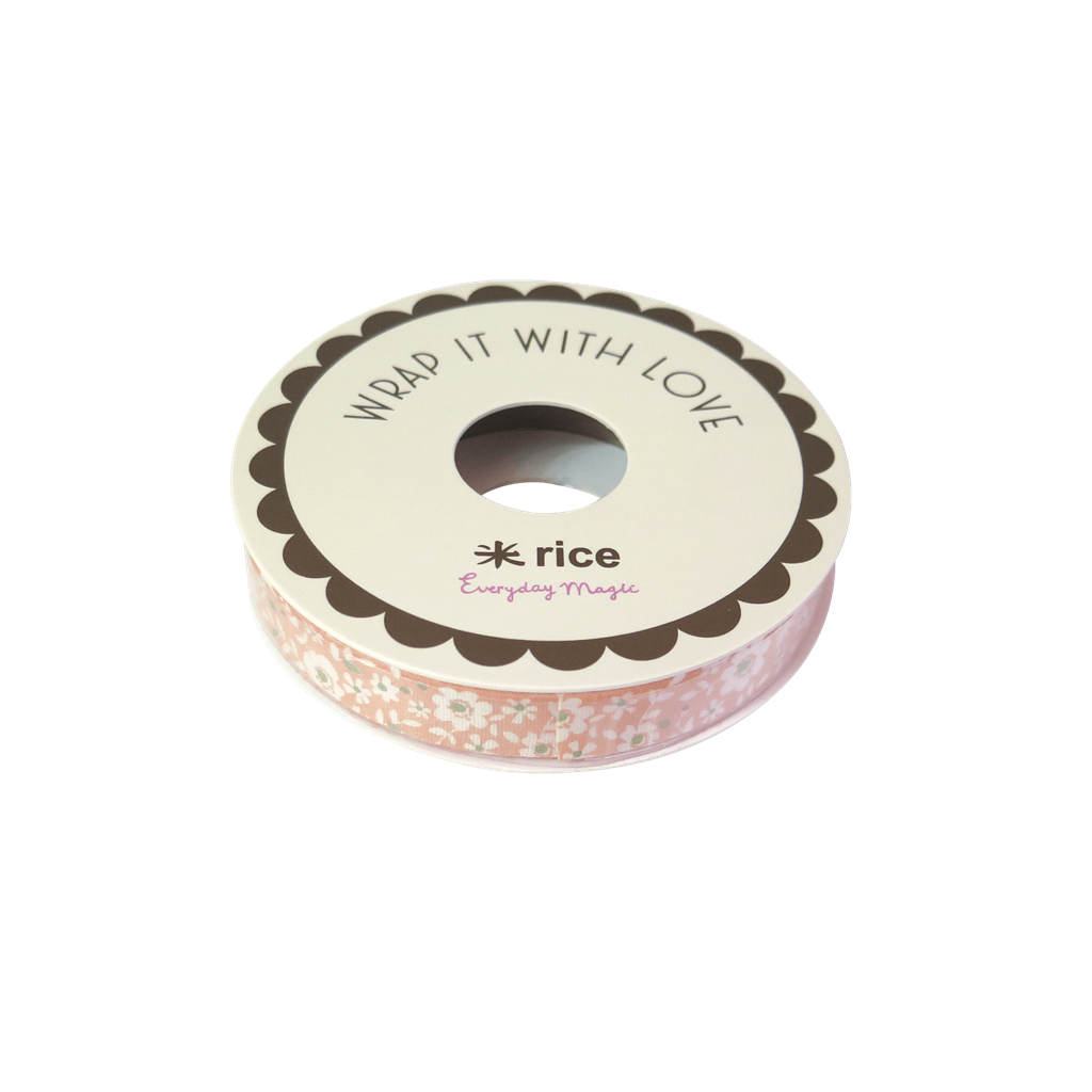 RicebyRice - Wholesale Ribbon - Gift Wrapping - Cotton Ribbon | Peach Flower print0