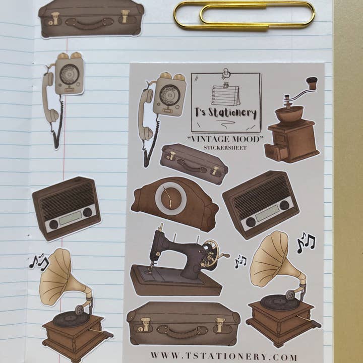 T's Stationery - Wholesale Sticker - "Vintage Mood" Sticker Sheet1