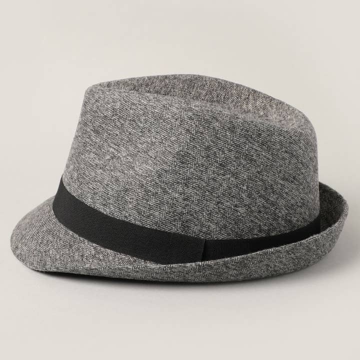 Fashion City - Wholesale Fedora - Men's - Men's Twill Herringbone Pattern Short Brim Fedora