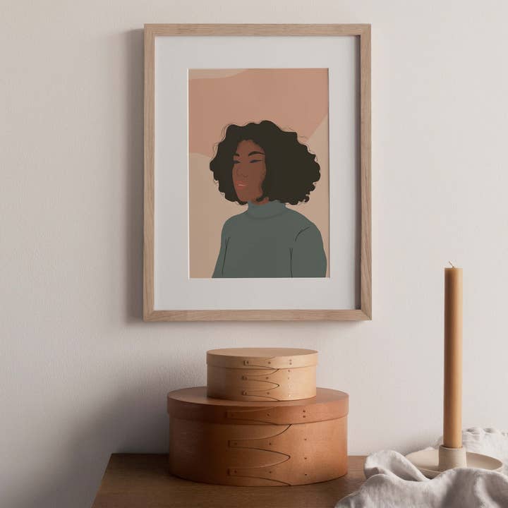 IMPRESSÃO DE ARTE A4 MENINA DE CABELO ENCARACOLADO por atacado de I am Roxanne