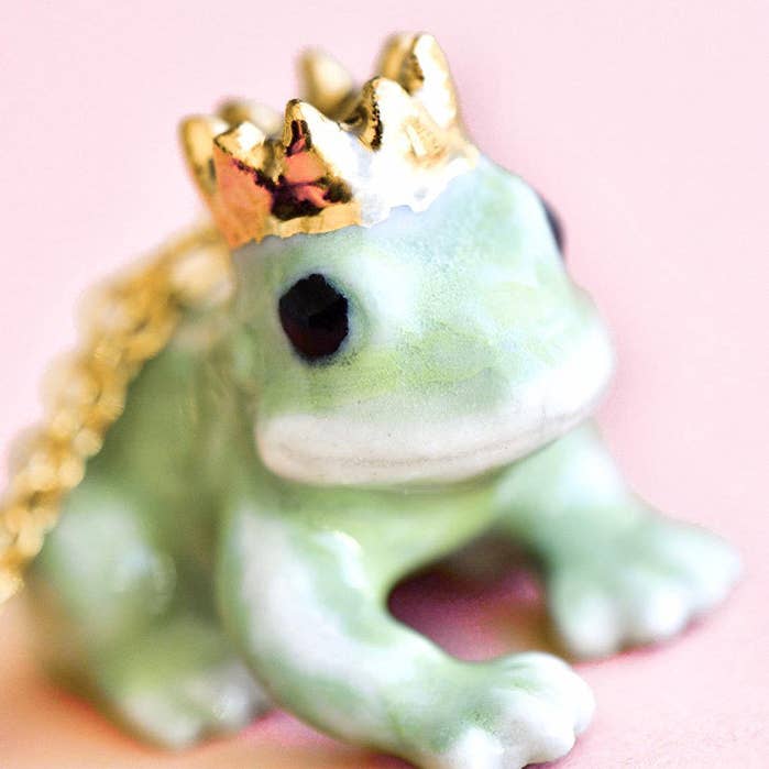 Camp Hollow Porcelain Animal Treasures - Wholesale Halskettinghanger - Frog Prince ketting2