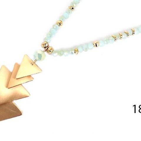 Necklace - Aqua Metal Triangle Tier for wholesale by Flirt Jewelry