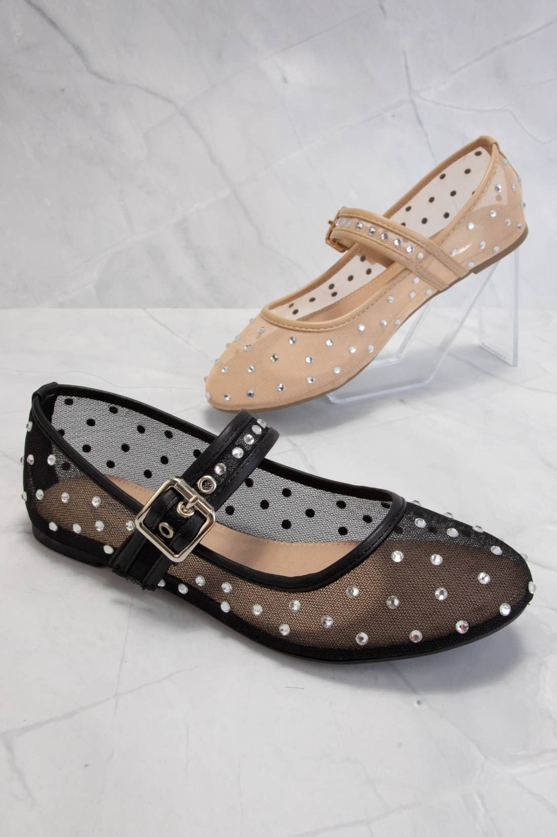 CCOCCI - Vendita all'ingrosso Ballerine - Donna - SF9868 BALLERINE MARY JANE IN RETE CON STRASS5