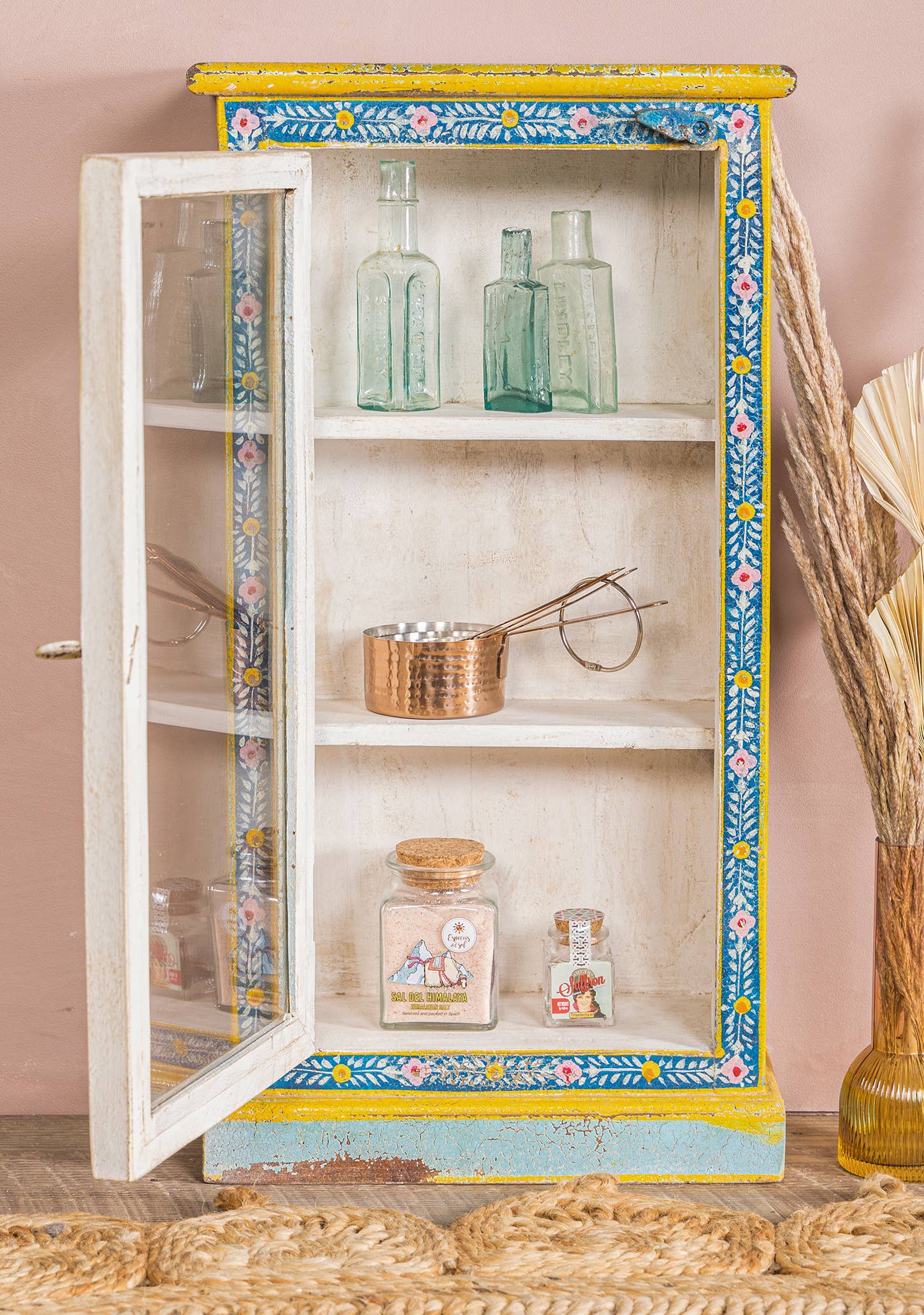 Namaste - Wholesale Cabinet - Kanchana Glazed Tall Showcase Hand Painted1