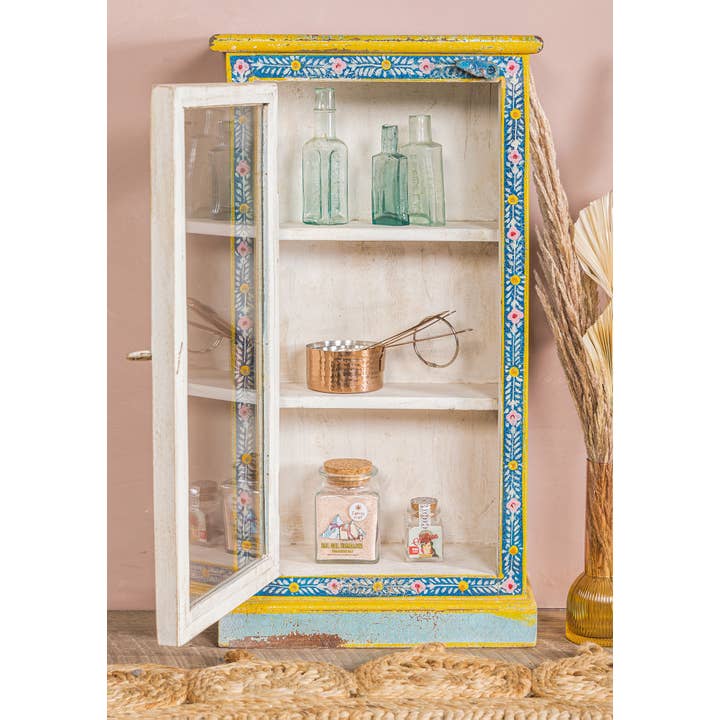 Namaste - Venta al por mayor Armario - Vitrina alta vintage pintada a mano con puerta esmaltada1