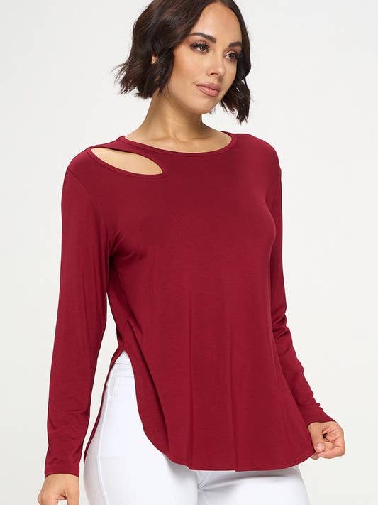 Top a maniche lunghe ritagliato a mandorla per la vendita all'ingrosso da parte di Yelete