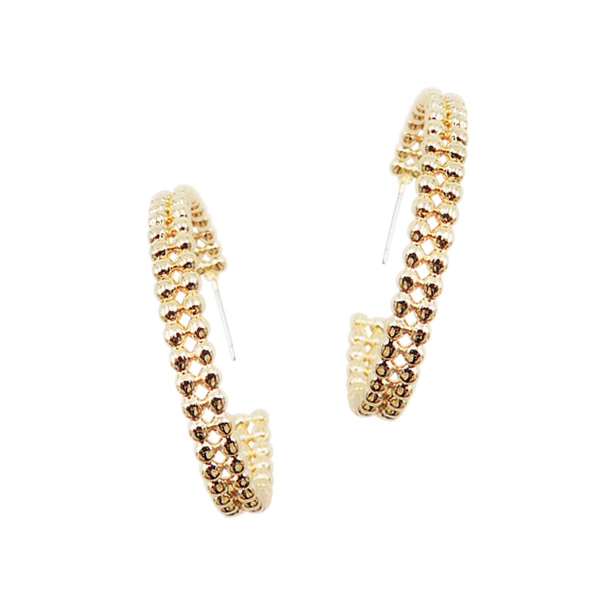 Viv&Lou - Wholesale Hoop Earrings - Gold Beaded Hoop Earrings