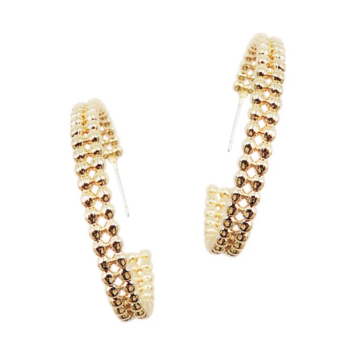Viv&Lou - Wholesale Hoop Earrings - Gold Beaded Hoop Earrings0