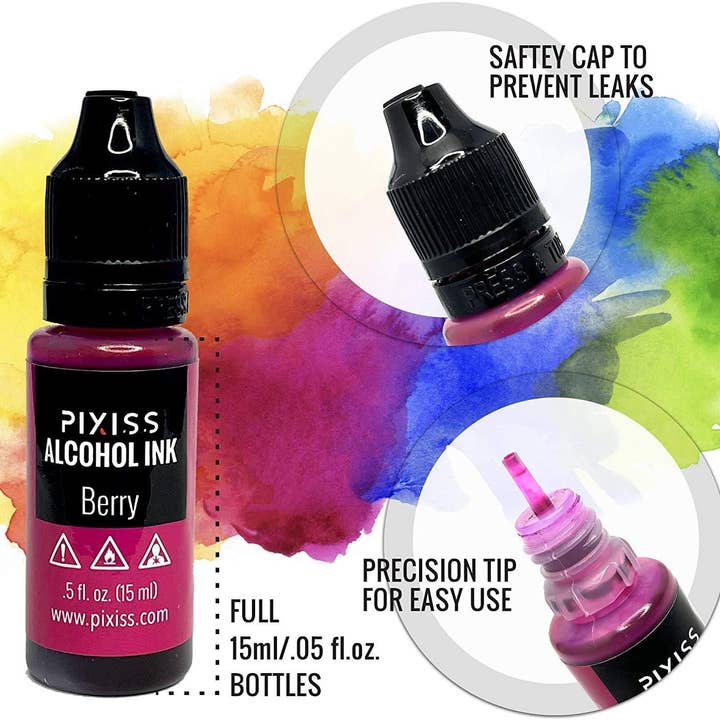 Pixiss - Wholesale Craft supplies - PIXISS Alcohol Ink Set of 5 - Brilliant Green Hues3