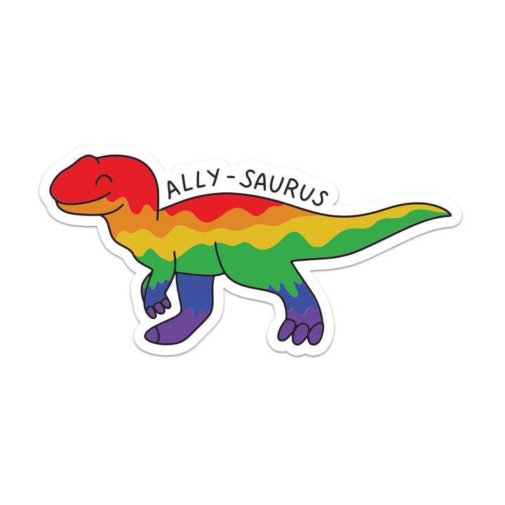 Ally-Saurus - Pride Ally Dinosaur Vinylklistermärke för wholesale av Mouthy Broad
