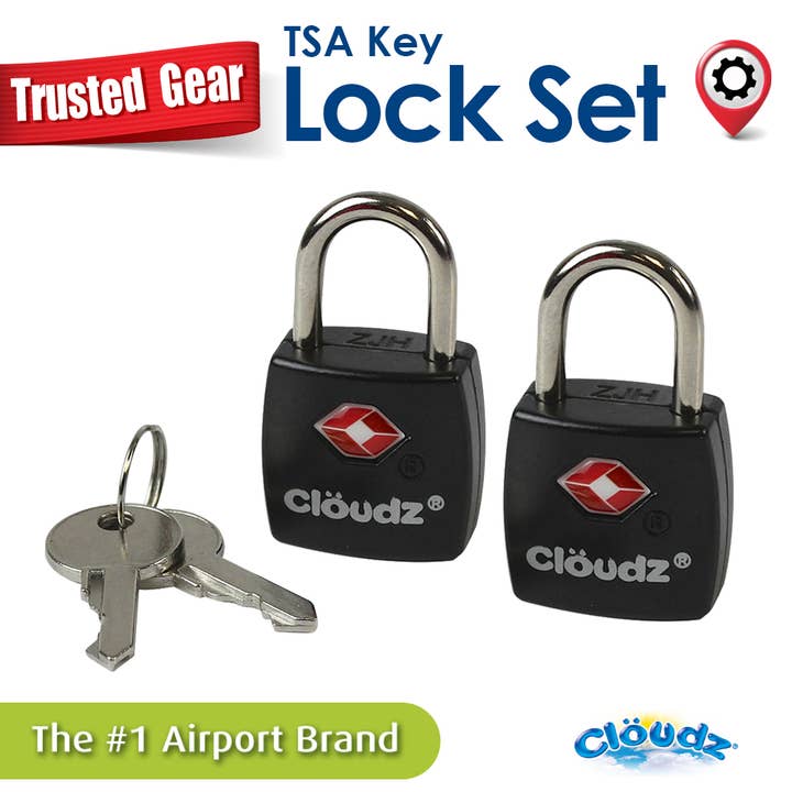 Cloudz - Wholesale Luggage Lock - Set of 2 Cloudz TSA Key Luggage Locks - Black