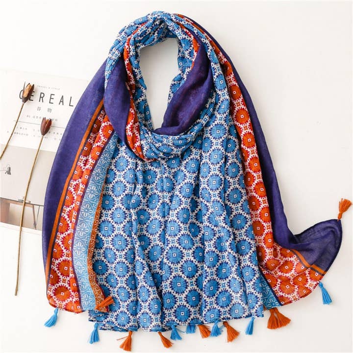 Colorful Boho Sarong/180cm*90cm/Cotton linen feel/Boho shawl/Head scarf/Tassels scarf/Voile Scarf/Boho gifts for wholesale by SueSilkHK