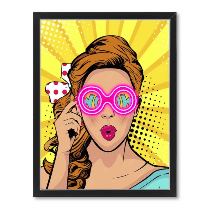 Pop-Art-Neon-Drum-Pop-Bild mit Frau für den Großhandel von Woooow Arte