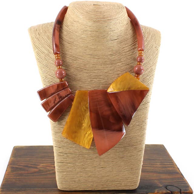 N25002 Chunky Geo Polyresin Statement Halskette für den Großhandel von Pretty Persuasions