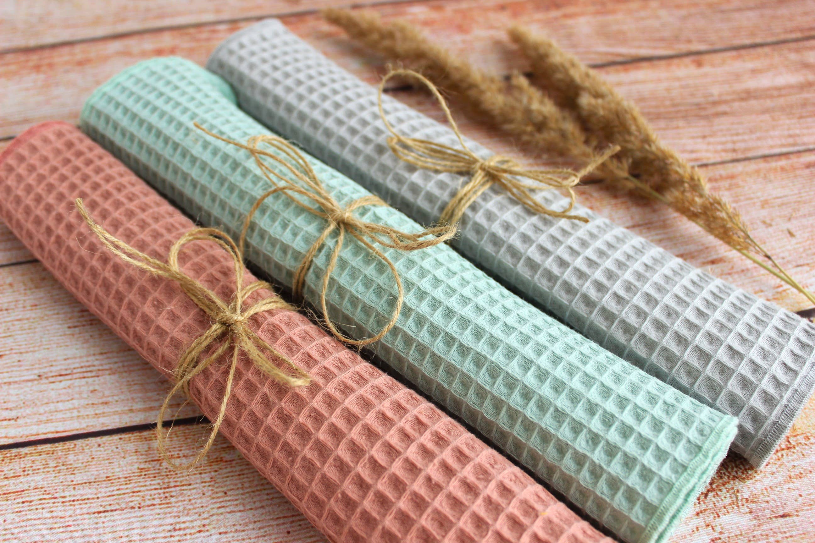 Bloom Pads - Wholesale Dishcloth - Small waffle Towels 5 PACK, Kitchen Dish clothes/Old pink2