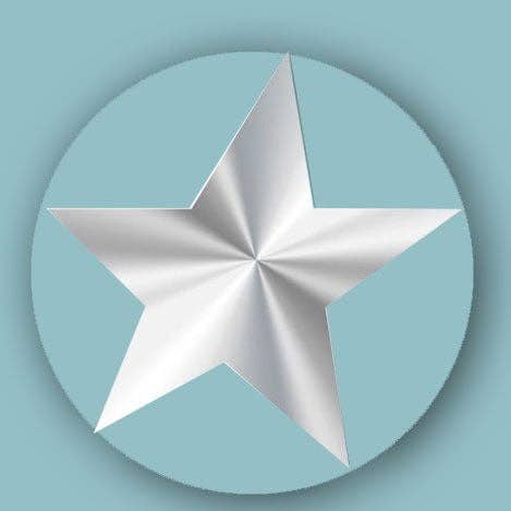 Autocollant de fermeture Star transparent-argenté -Sticker-Label- pour la vente par kadopapier.net