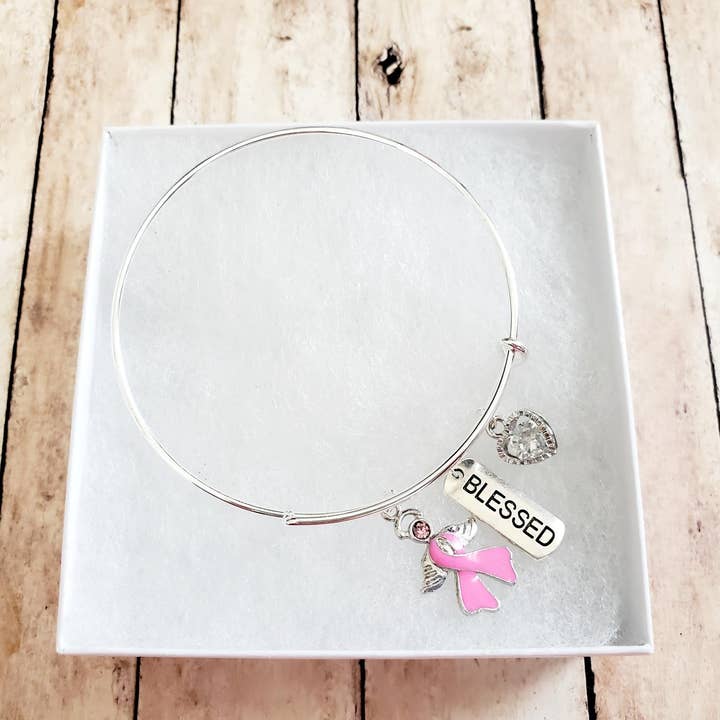 Tots And Tumblers Art – wholesale Berlockarmband – Bröstcancer medvetenhet välsignade Charm armband