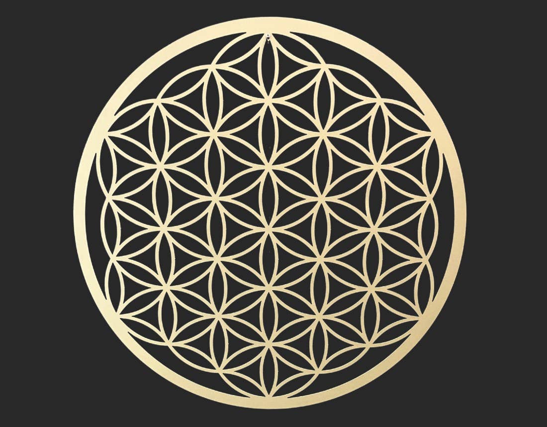 Dit Pracht – Großhandel 3D-Wandkunst – Metall-Wanddekoration Blume des Lebens, goldbeschichtet, 75 cm