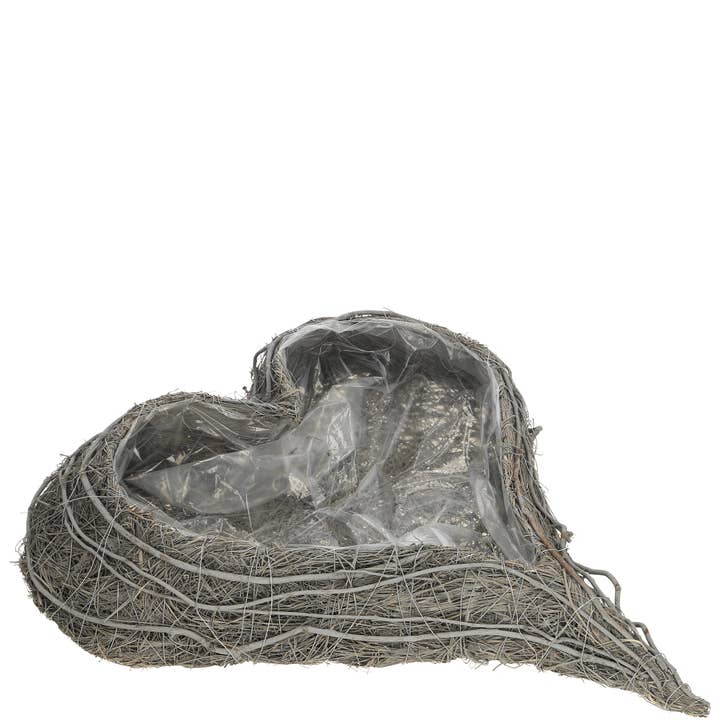 Vosteen - Wholesale Outdoor Ornament/Decor - Natural heart Bora straight shape with foil, grey, 50x43x9cm