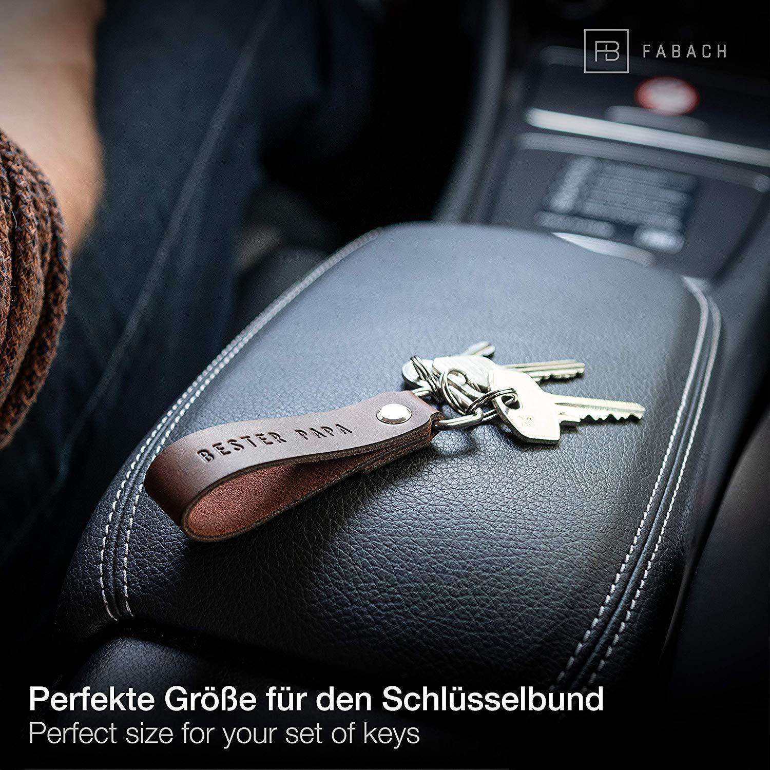 FABACH – Die Schlüsselanhänger-Schmiede - Vendita all'ingrosso Portachiavi - Uomo - Portachiavi in pelle « Bester Papa » con anello intercambiabile9