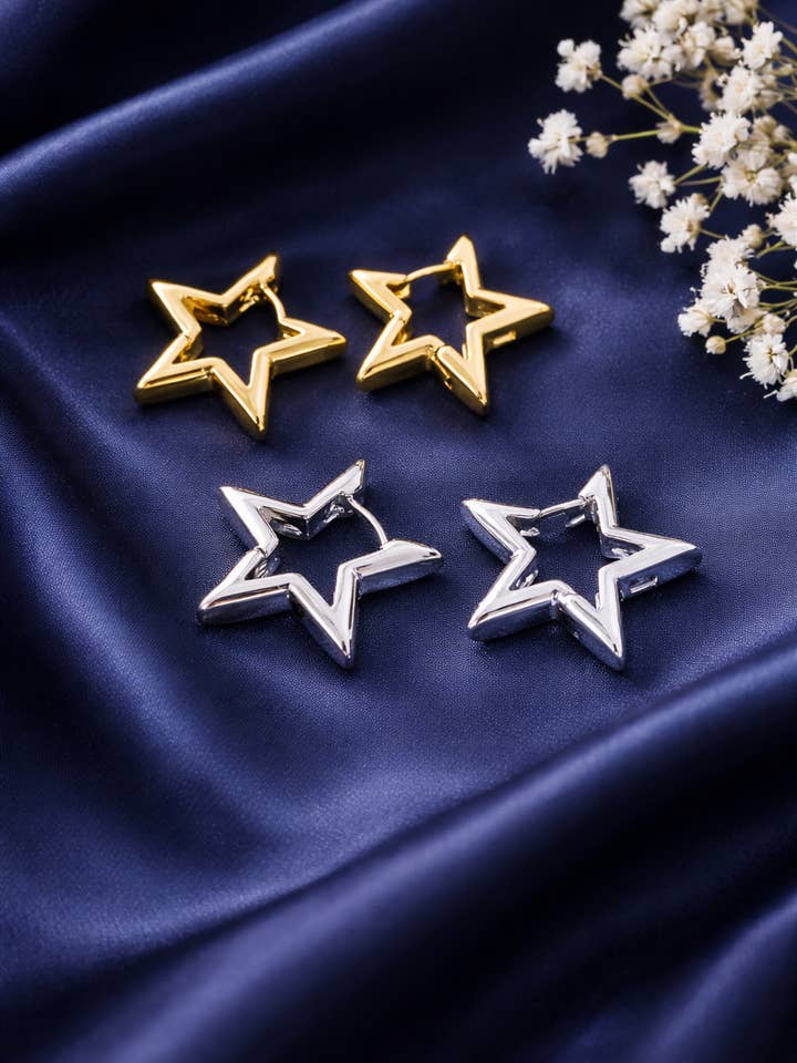 Star-Shaped Huggie Hoop Earrings para venta al por mayor de Wild & Free