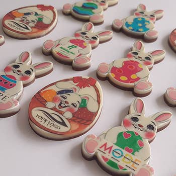 Printed Chocolates Branded Easter Egg & Easter Bunny for wholesale by Printed Chocolates ltd
