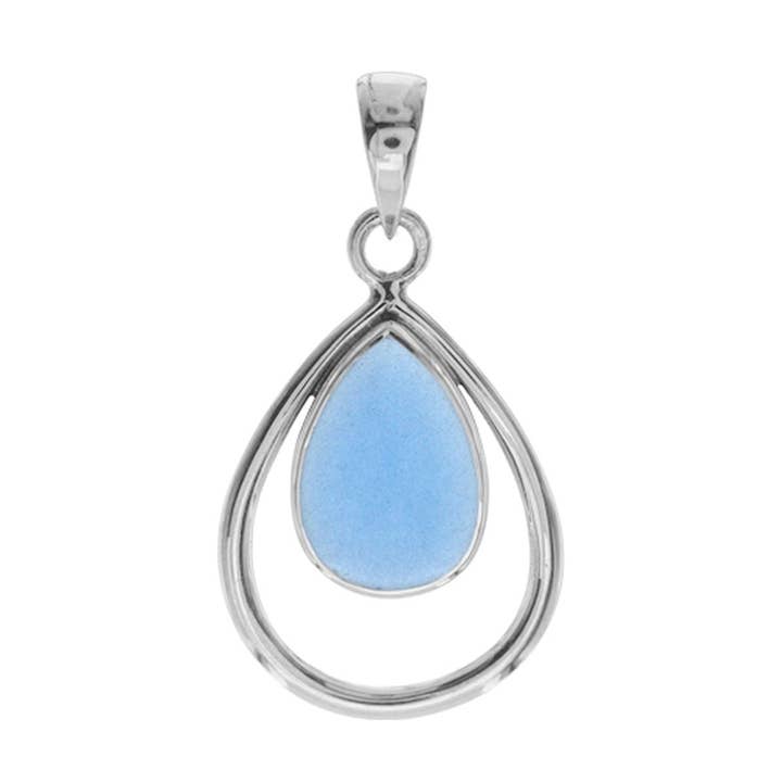 Ciondolo in calcedonio blu a goccia di Amy per la vendita all'ingrosso da parte di Kali Ma Designs - Sterling Silver Jewellery