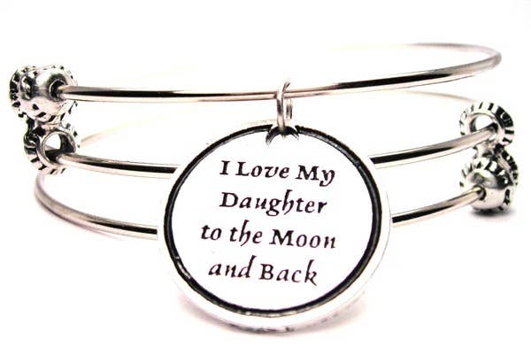 Chubby Chico Charms - Wholesale Bangle Bracelet - I Love My Daughter To The Moon And Back Bangle Bracelet0