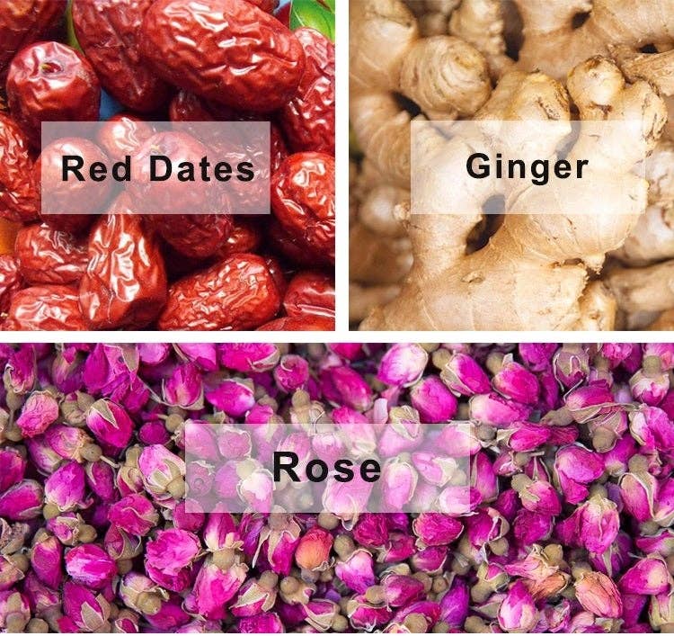 VIGOR – Chá de saúde/Detox por atacado – Chá Womb - Tâmaras Vermelhas, Gengibre, Rosa, Bagas de Goji, Longan9