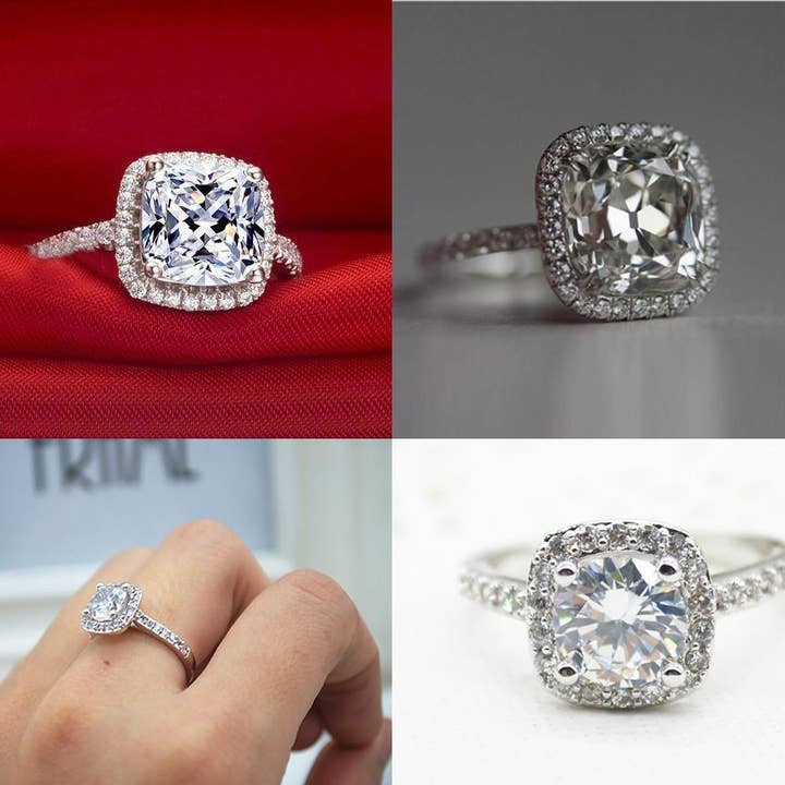 Bague Éléments Reine Blanche Taille Coussin 2,00CT pour la vente par Golden NYC Jewelry