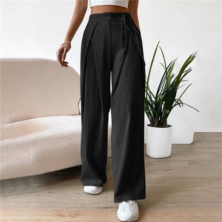 Pantalones casuales de pierna recta con cinturón de cintura alta para venta al por mayor de kycozy