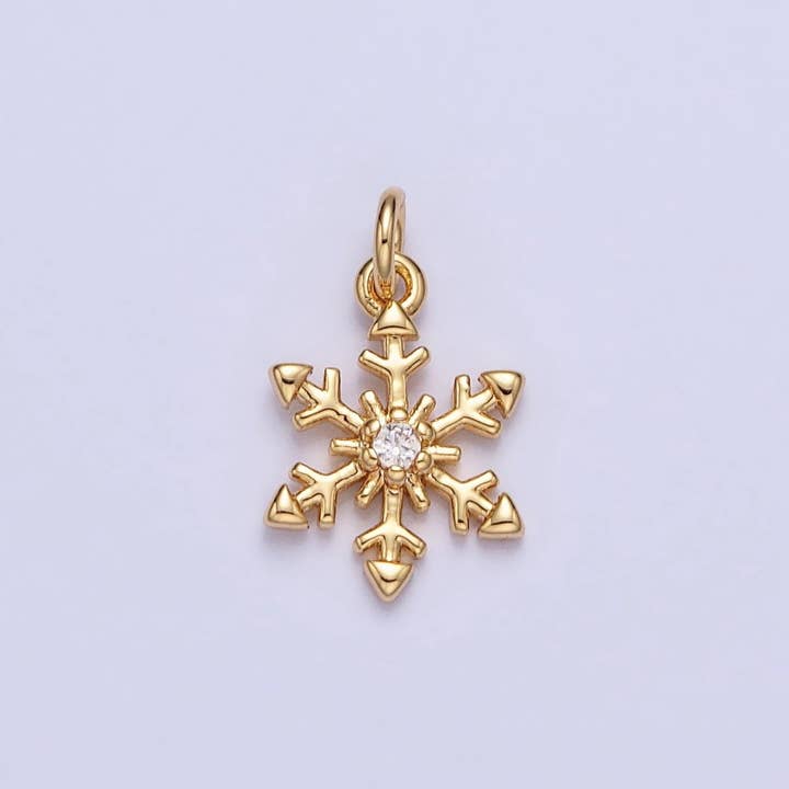 Aim Eternal - Wholesale Individual Charm/Pendant - Mini Gold plated Winter Cubic Snow Flake Charm Small Silver Snow Flake Pendant AC721 AC7224