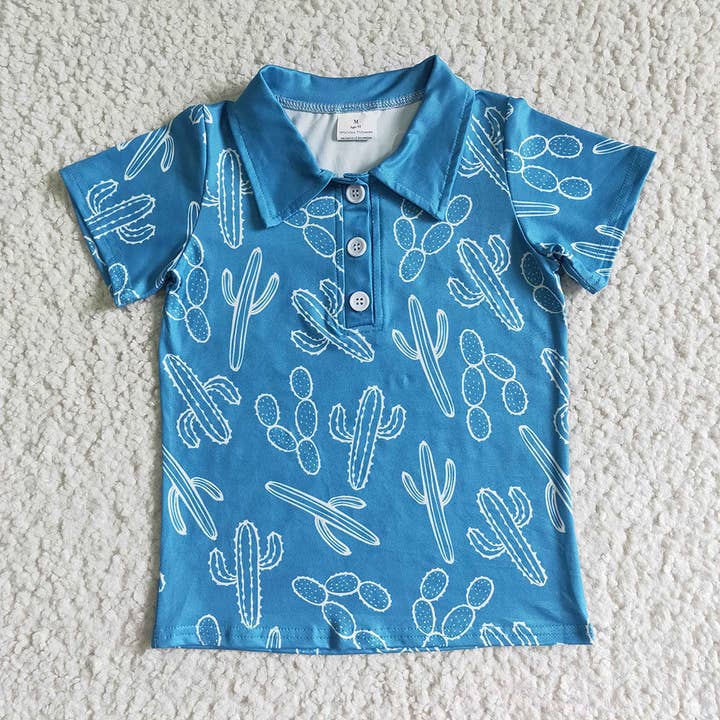 Baby Boys western cactus buttons shirts for wholesale by Aier Wholesale