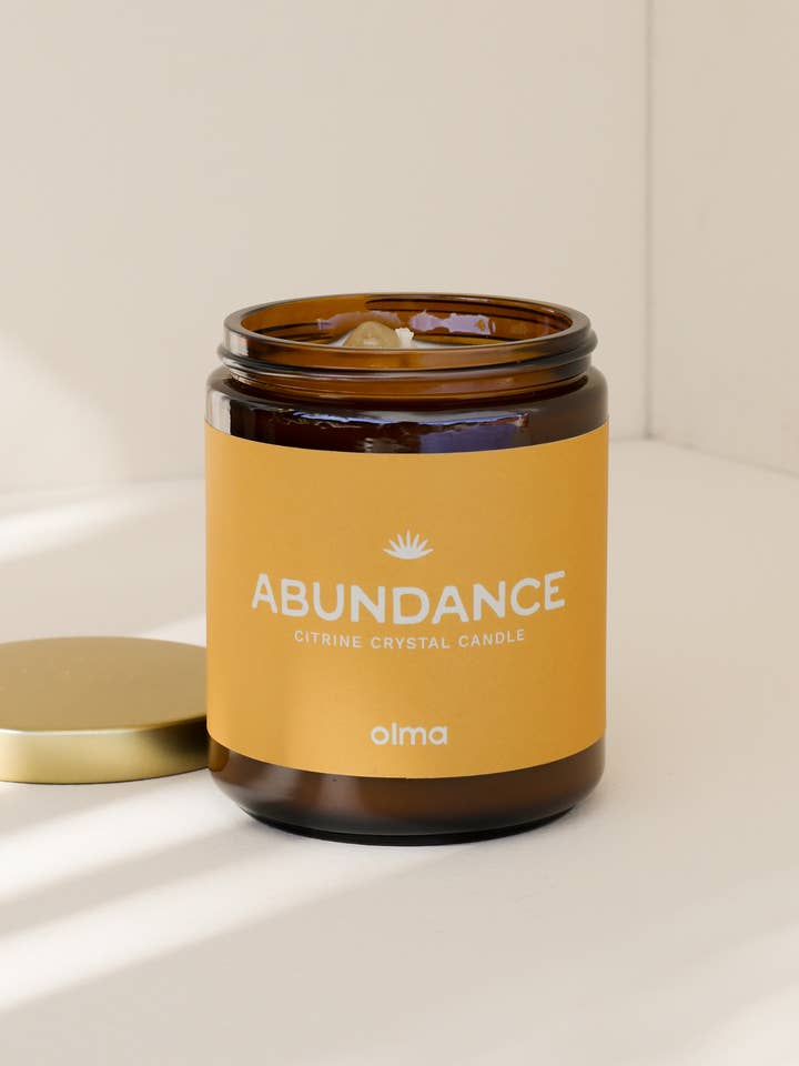 Abundance Intention Candle - Citrine Crystal - Amber for wholesale by JaxKelly Candles