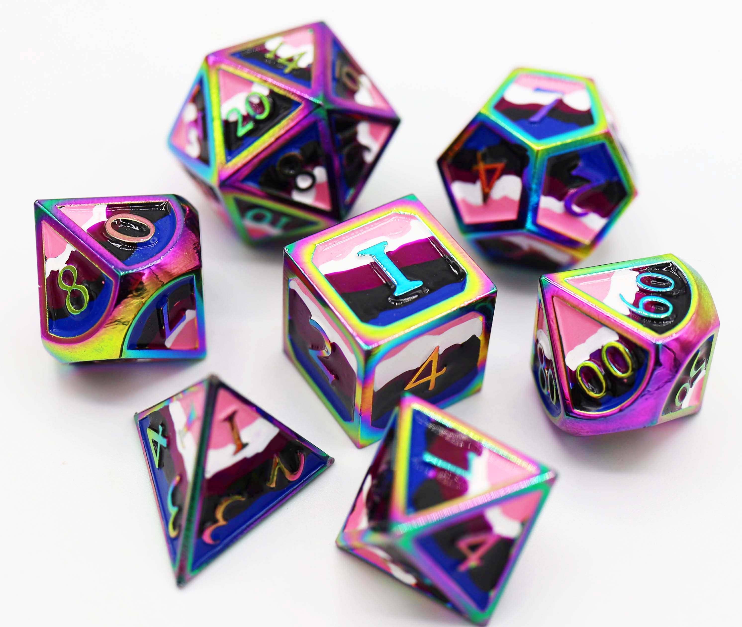 Foam Brain Games - Wholesale Dice - Genderfluid Pride Flag - Metal RPG Dice Set