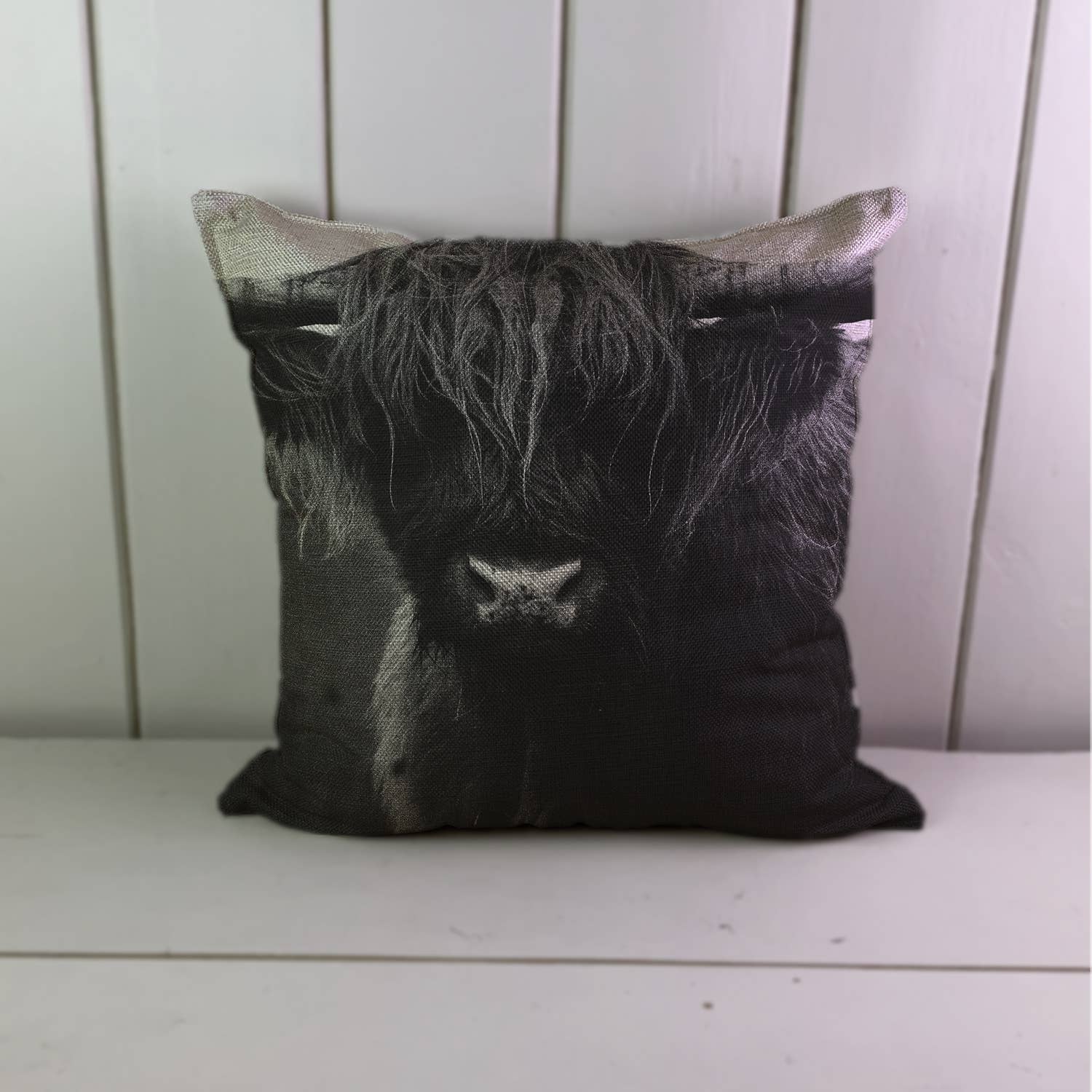 Hills Of Fabric - Wholesale Throw Pillow Cover - Highland Cow Farming Linen Cushion Cover0