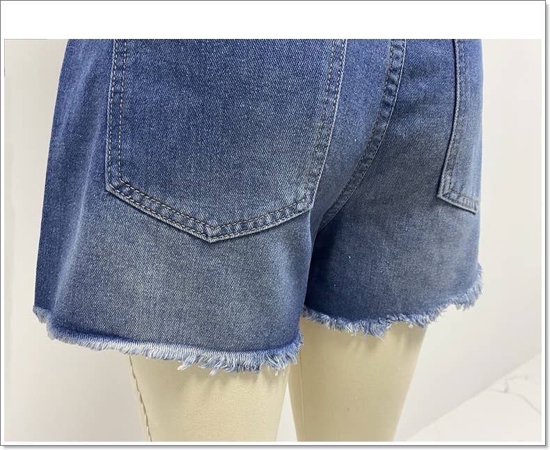 Blauw Blauw gewassen spijkershort met scheuren XYK006 voor groothandel op Faire11