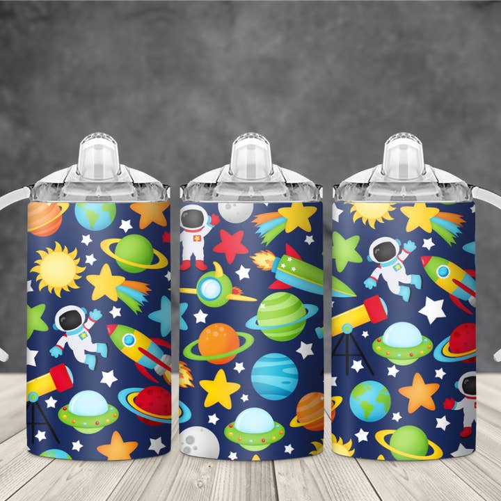 Gobelet à bec en acier inoxydable 12oz Espace avec 2 couvercles pour la vente par AvaryMaeInspirations