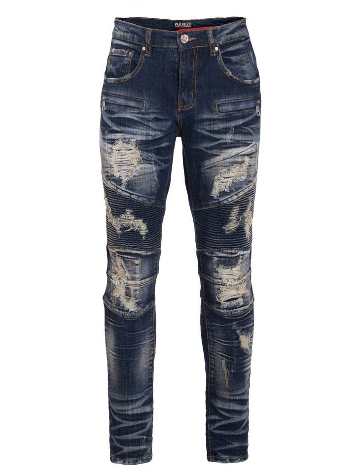 Perruzo - Wholesale Jeans - Men's - LA Blue Moto Jeans (7550)0