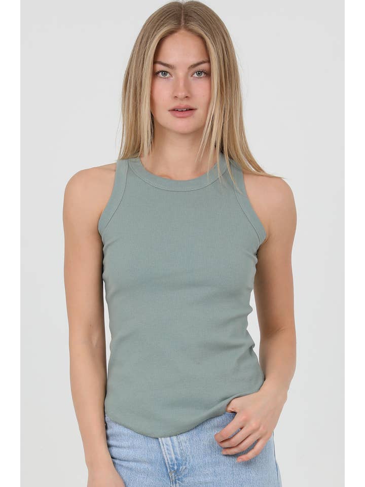 ANGIE - Wholesale Tank Top - Women's - X2DF0-ASIS RIB KNIT TANK WITH ROUNDED HEM31