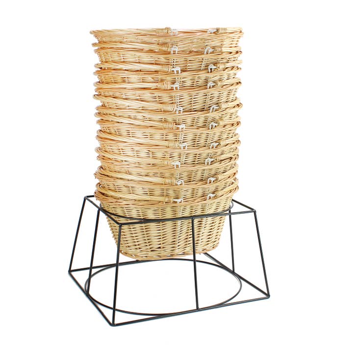 10 x Wicker Shopping Baskets (Light) with Metal Stand Bundle for wholesale by Gadsby