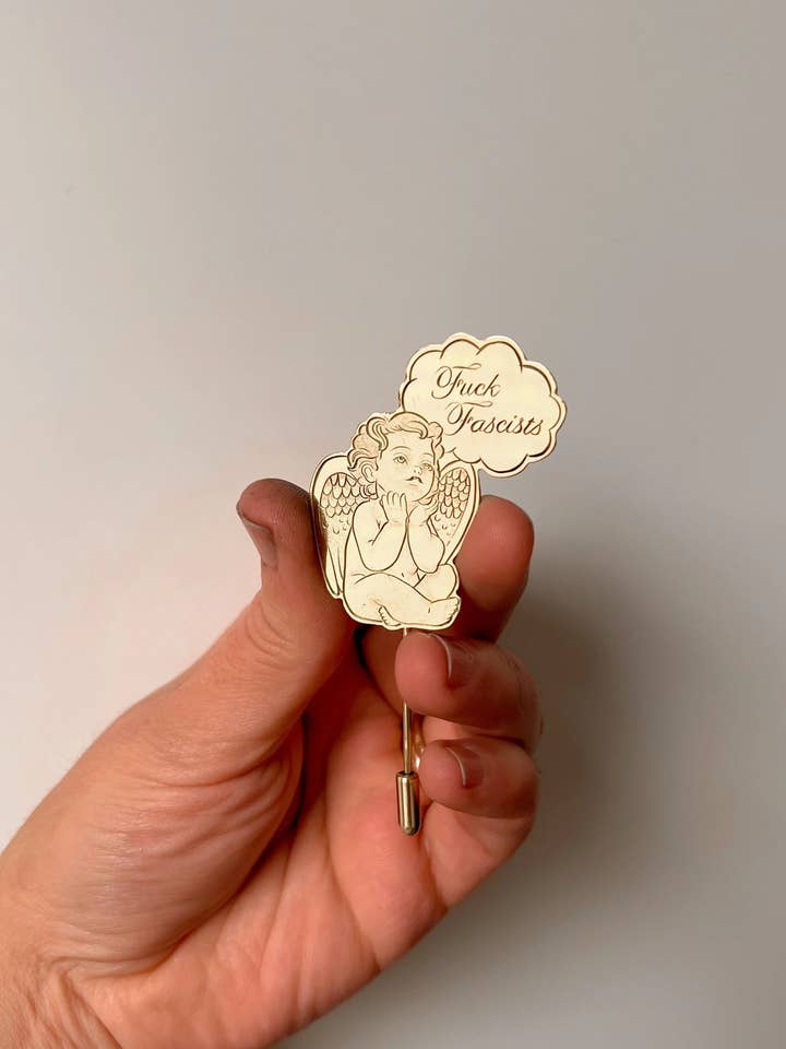 F*ck Fascists Lapel Pin for wholesale by Opal & Gold