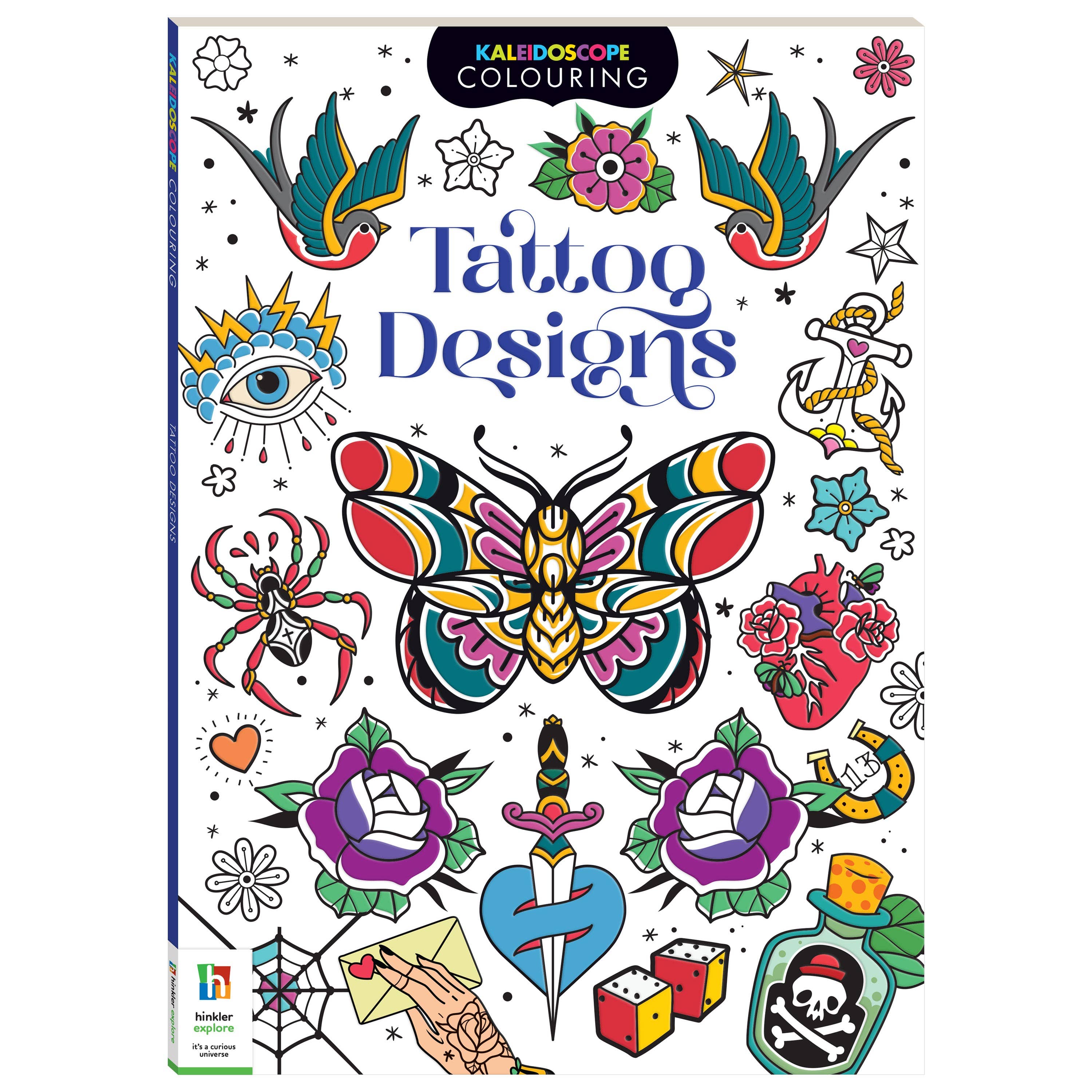 Hinkler Australia - Wholesale Colouring and activity book – adult - Kaleidoscope Colouring Tattoo Designs0