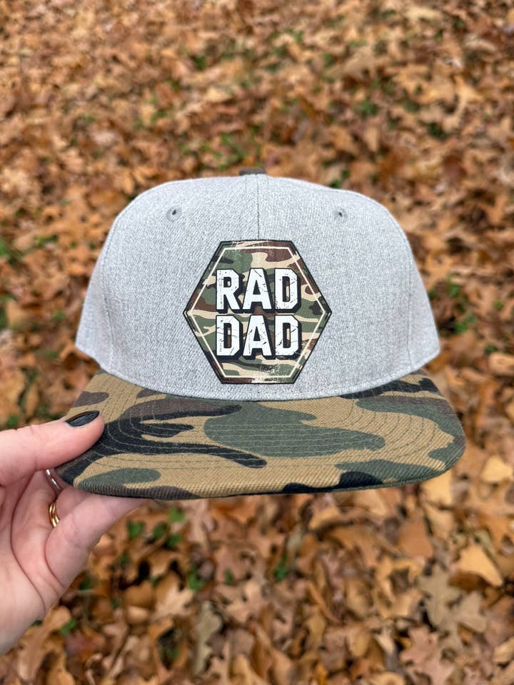 Rad Dad Camo Flatbill Hat for wholesale by Indian Creek Threads