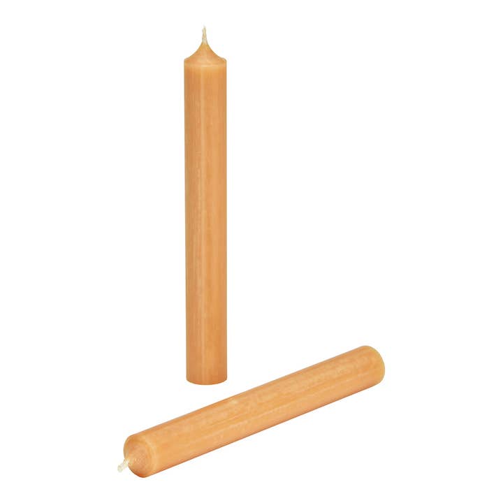 Taper Candle Caramel Yellow Solid Color Wax Ø 2x18cm (Burn Time approx. 8 hrs) for wholesale by Wurm