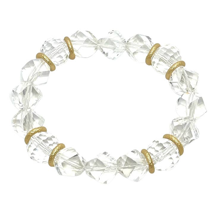 Bracelet extensible en cristal transparent pour la vente par Deborah Grivas Designs