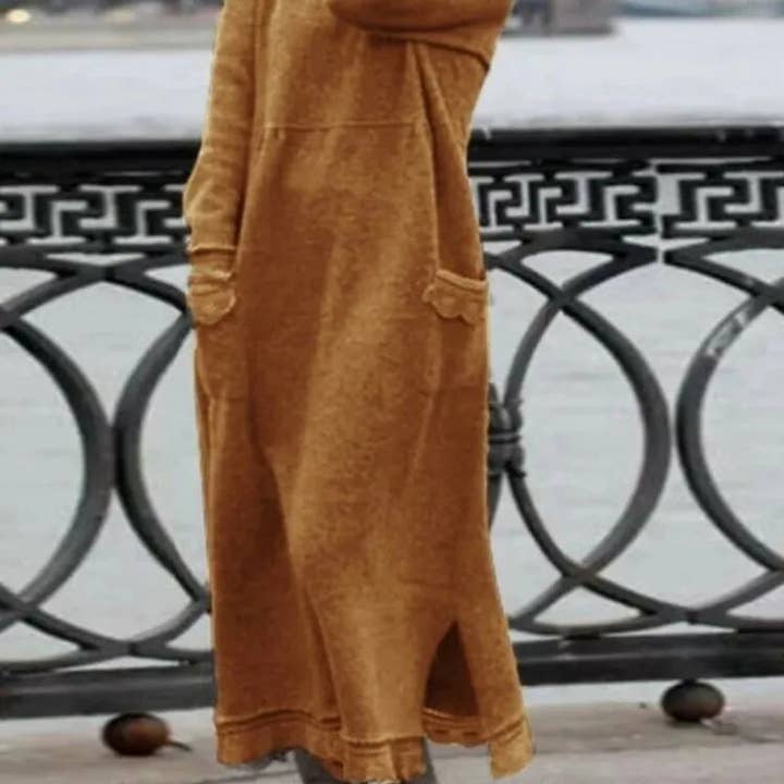 HOTOSECOND - Wholesale Dress - Women's - New Autumn And Winter Loose Long Skirt Plus Velvet Sweatshirt Casual Dress Women Fashion Solid O Neck Long Sleeve Holiday Dress