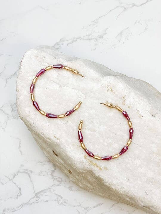 Gold Beaded Skinny Hoop Earrings for wholesale by Prep Obsessed Wholesale